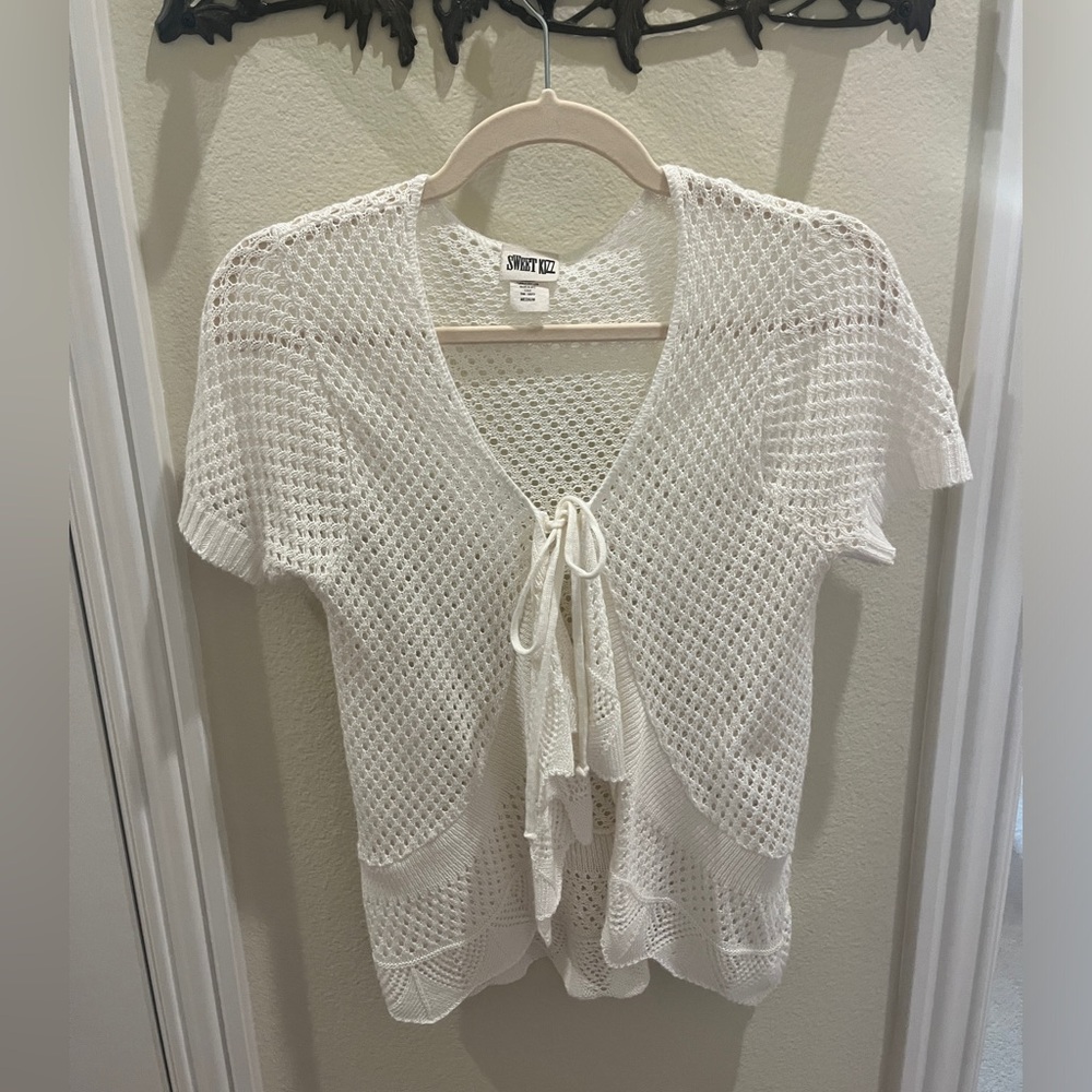 Short sleeve y2k crochet cardigan